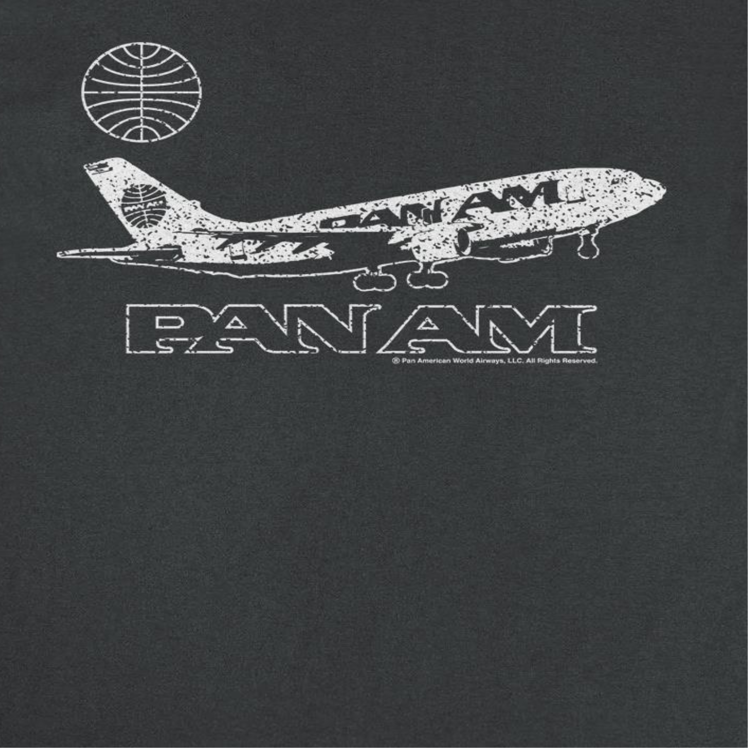 Pan Am Plane Take Off Distressed Black T-Shirt by HandyShopping4U2