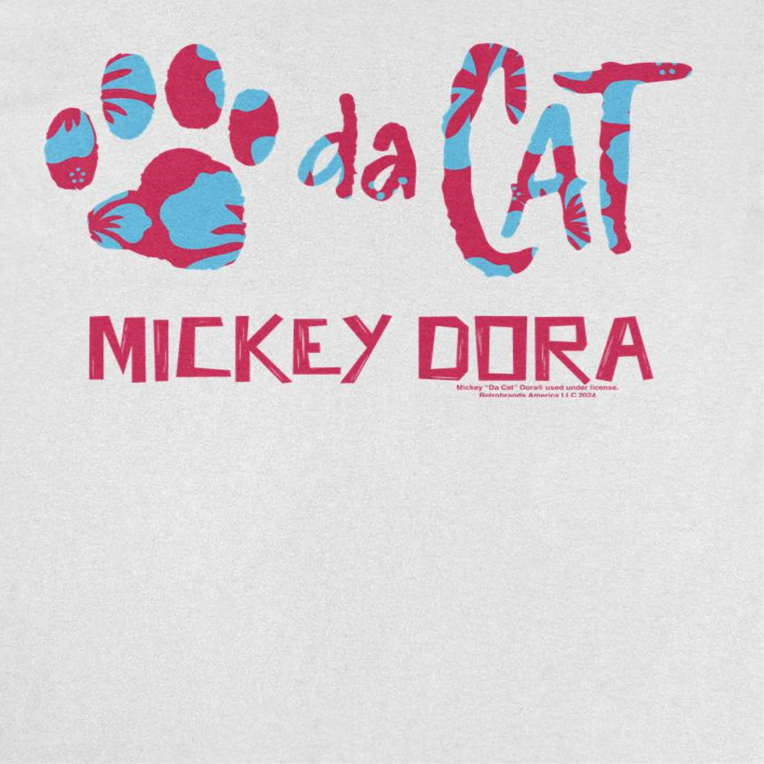Mickey Da Cat Dora Hawaiian Print Retro Surfer Miki White T-Shirt by HandyShopping4U2