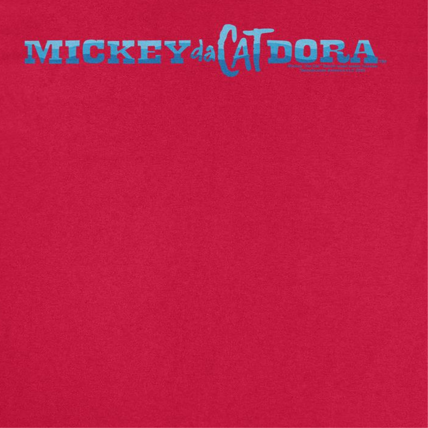 Mickey Da Cat Dora Blue Wavy Text Retro Surfer Miki Red T-Shirt by HandyShopping4U2