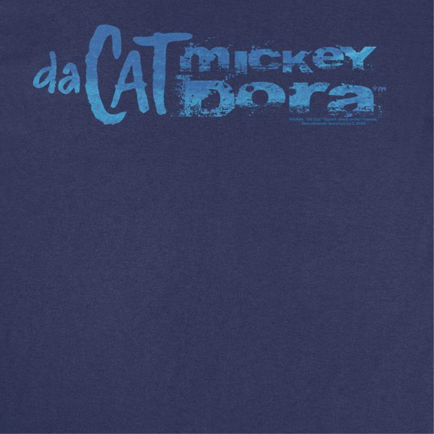 Mickey Da Cat Dora Blue Distress Text Retro Surfer Miki Navy T-Shirt by HandyShopping4U2