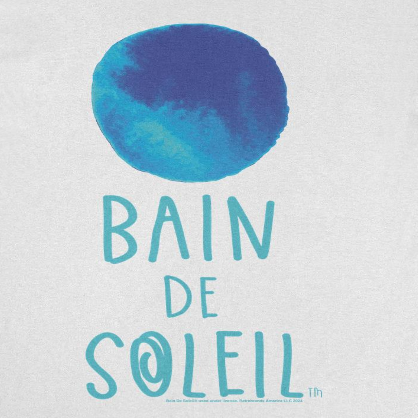 Bain De Soleil Blue Watercolor Sun Retro Sunscreen White T-Shirt by HandyShopping4U2