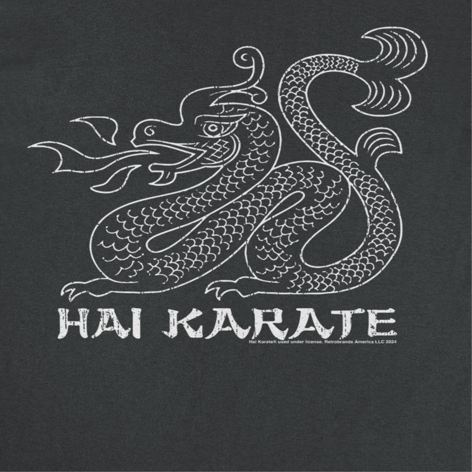 Hai Karate White Dragon Retro Aftershave Black T-Shirt by HandyShopping4U2