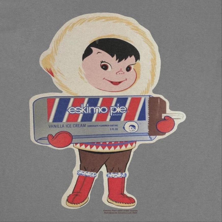 Eskimo Pie Character Holding Large Ice Cream Charcoal T-Shirt by HandyShopping4U2