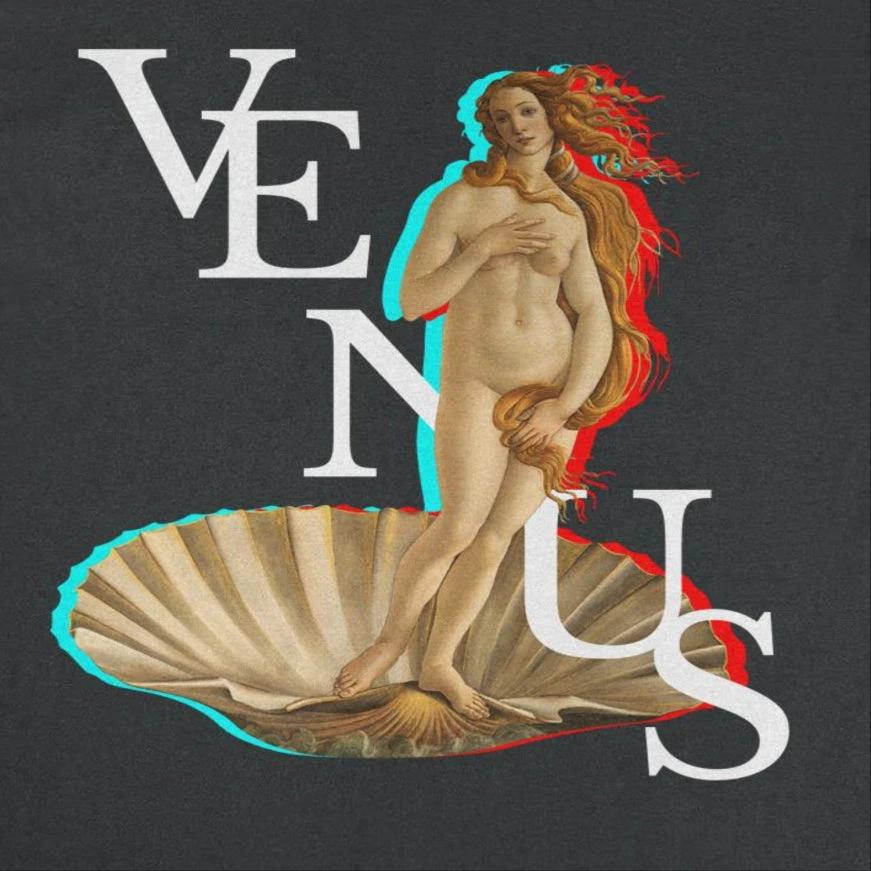 Classic Paintings Venus Botticelli Black T-Shirt by HandyShopping4U2