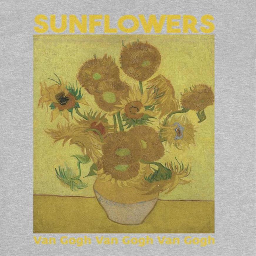 Classic Paintings Van Gogh Sunflowers Sport Grey T-Shirt by HandyShopping4U2