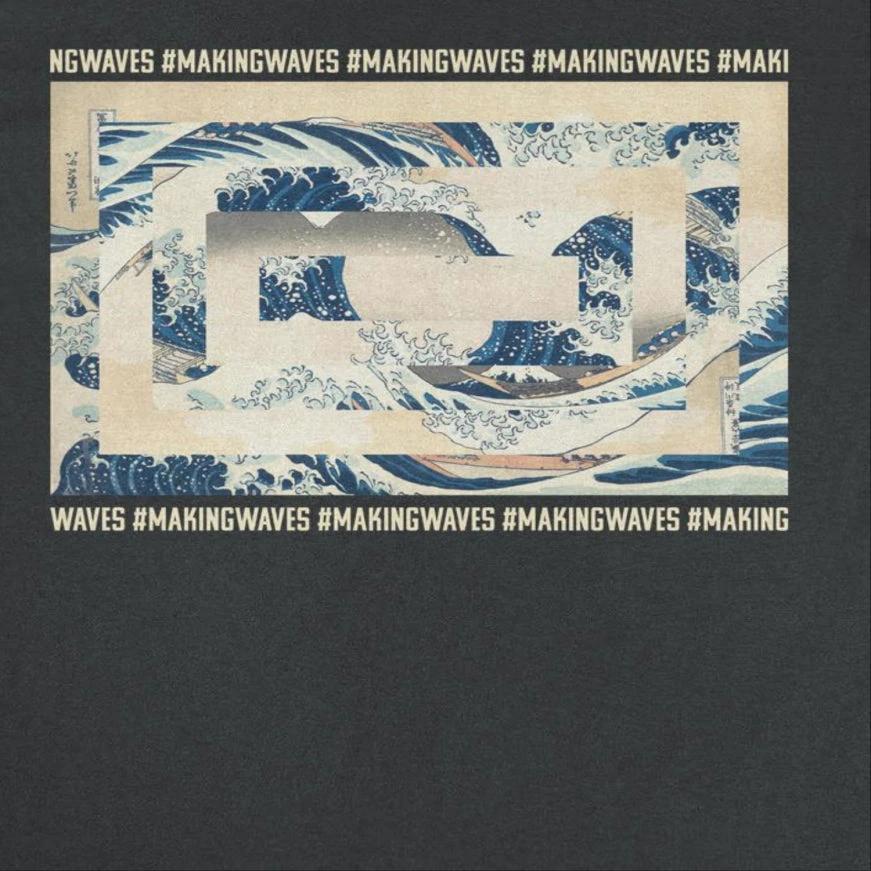 Classic Paintings Making Waves Hokusai Black T-Shirt by HandyShopping4U2