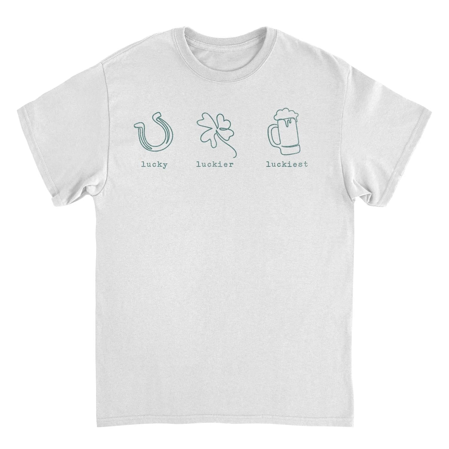 St. Patricks Day Lucky Luckier Luckiest T-Shirt by HandyShopping4U2