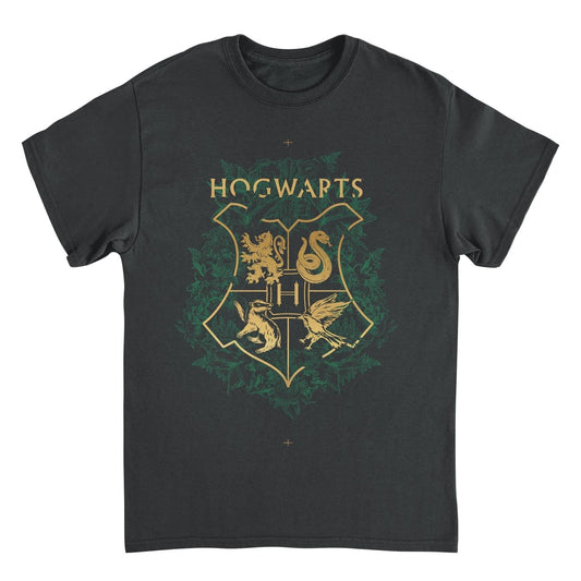 Harry Potter Four Houses Mascot Emblem Black T-Shirt