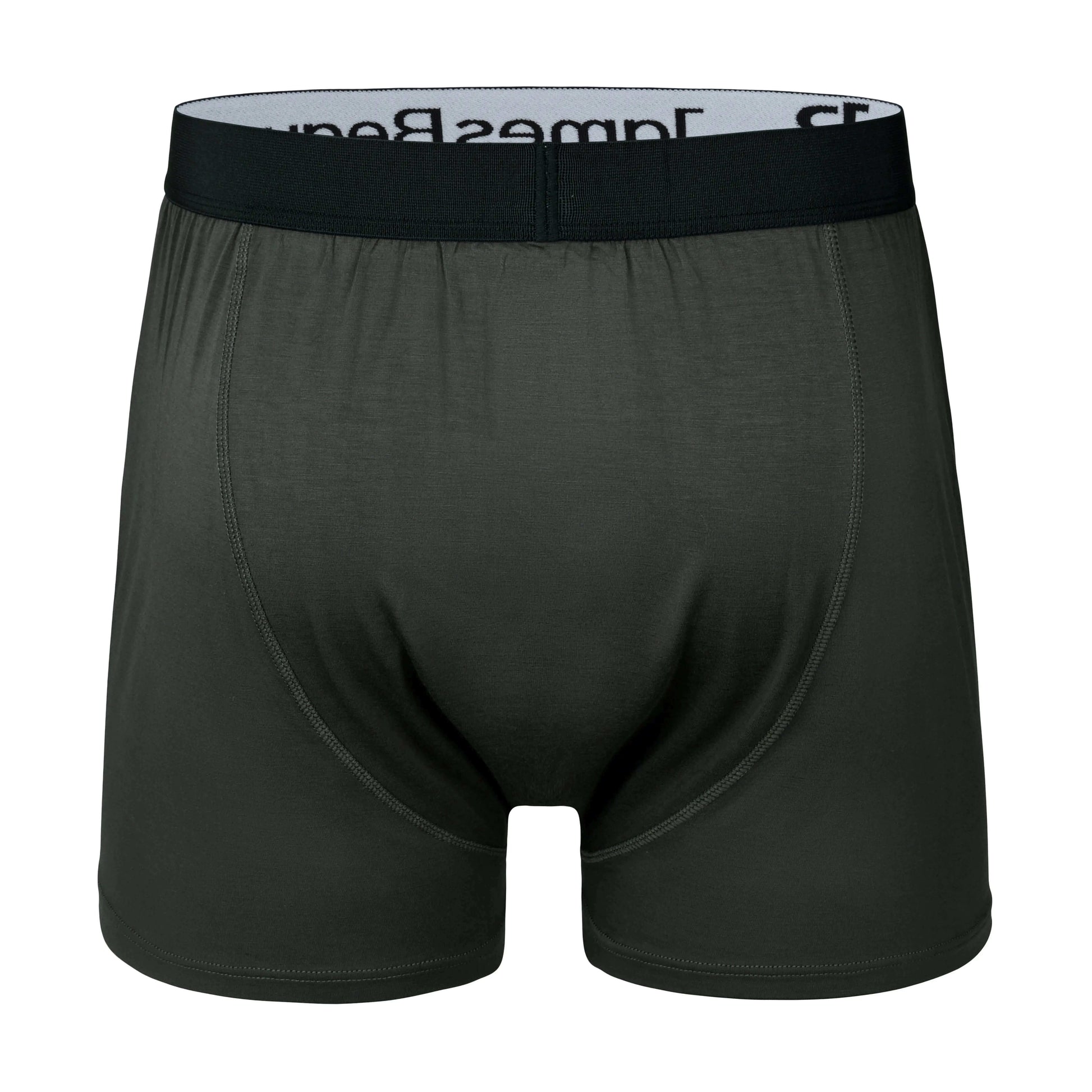Black boxer briefs with a visible brand logo on a white background