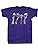 Purple t-shirt with question marks on a plain background