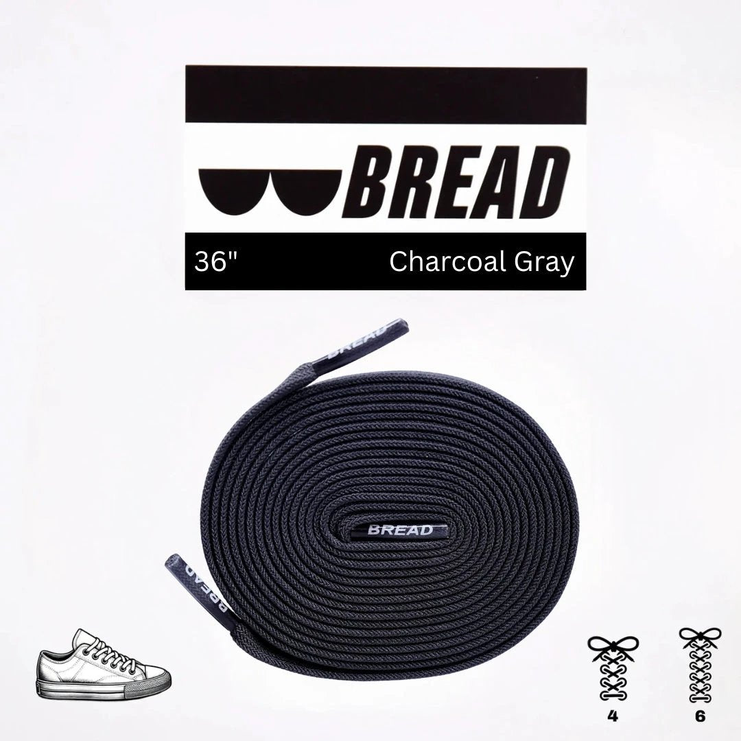 Bread Laces stretchy no-tie shoelaces charcoal gray retail packaging