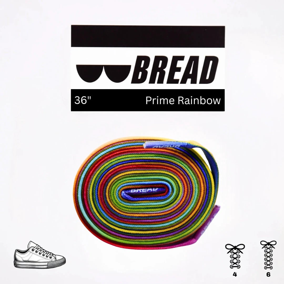 Colorful bicycle inner tube with 'BREAD' branding on a white background