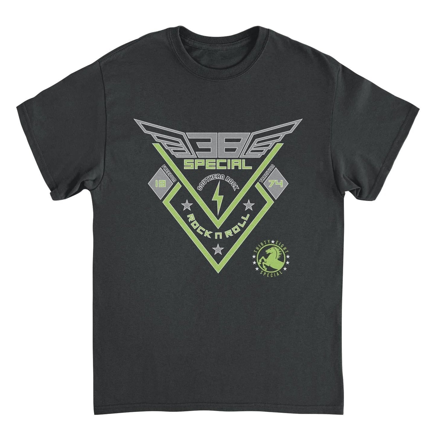 38 Special Southern Rock and Roll 74 t shirt black tee with green vintage logo design