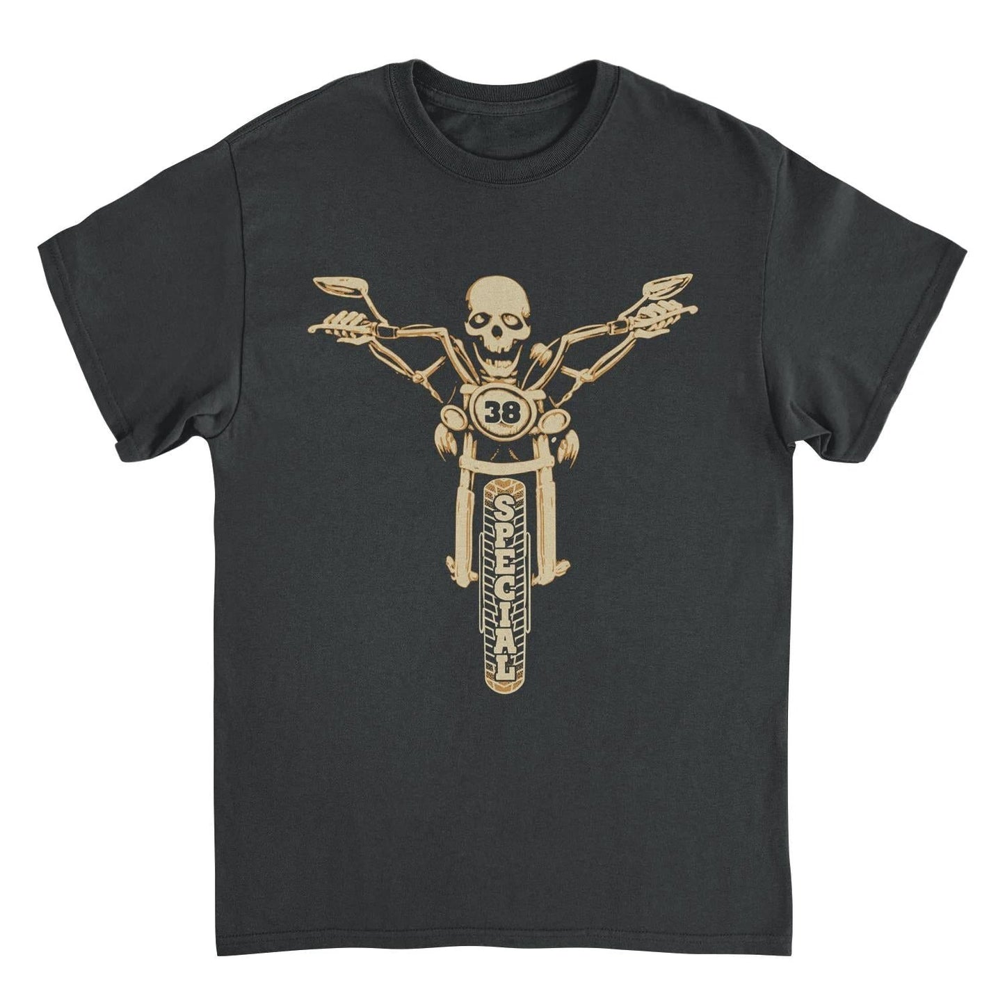38 Special skeleton on bike t shirt black southern rock biker graphic tee