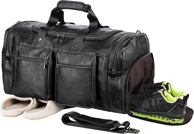 Waterproof Leather Large Carry-On Bag – 52L Vintage Vegan Duffel