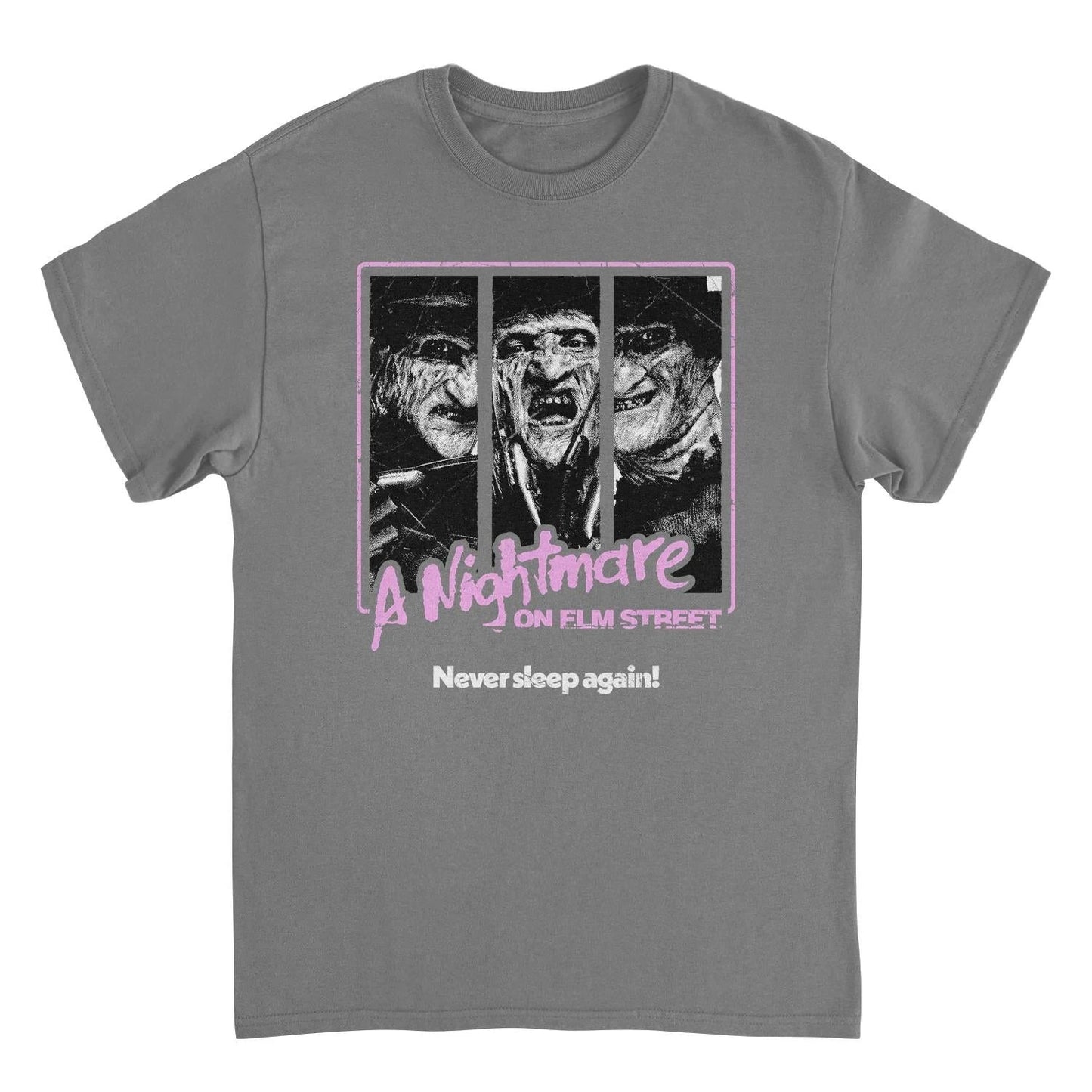 Nightmare on Elm Street Freddy Krueger Dream Demon charcoal t shirt with multi image horror graphic