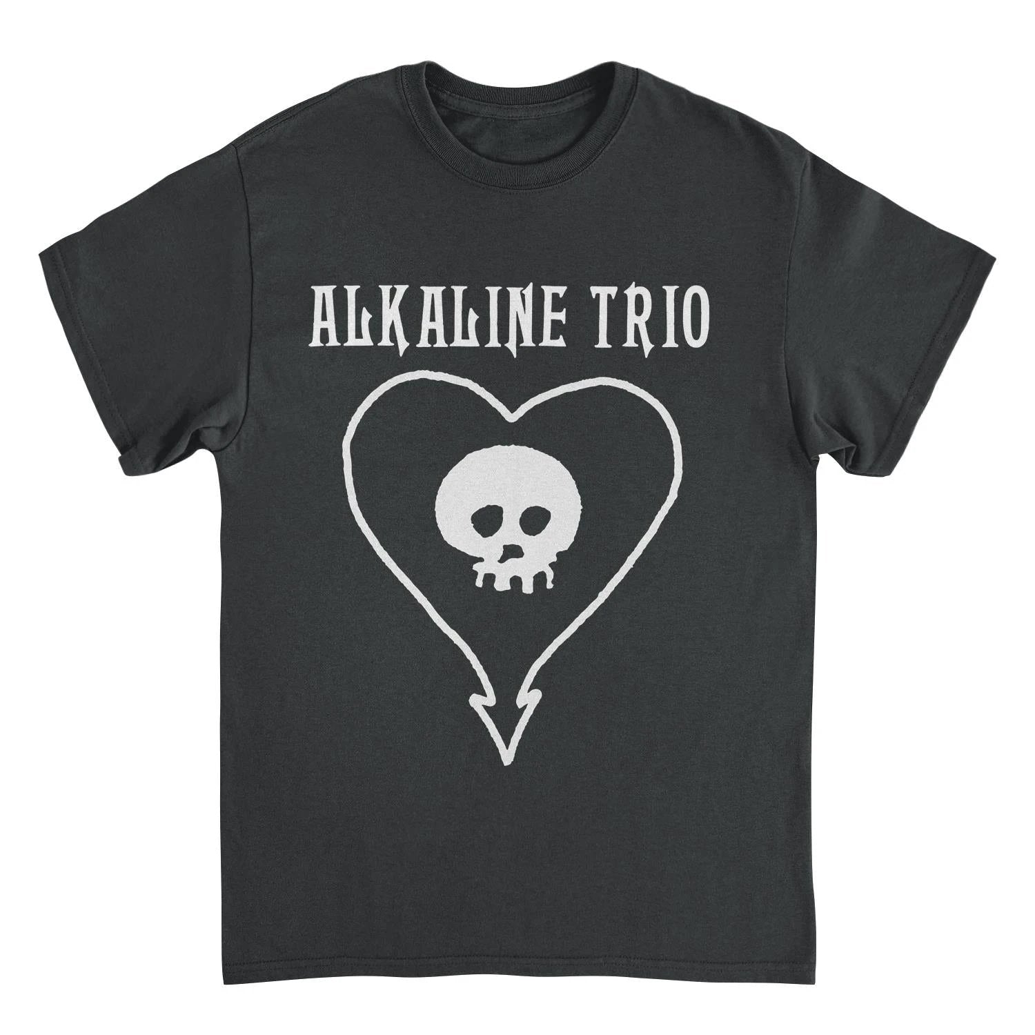 Alkaline Trio classic heartskull black t shirt with white skull heart logo punk rock band tee