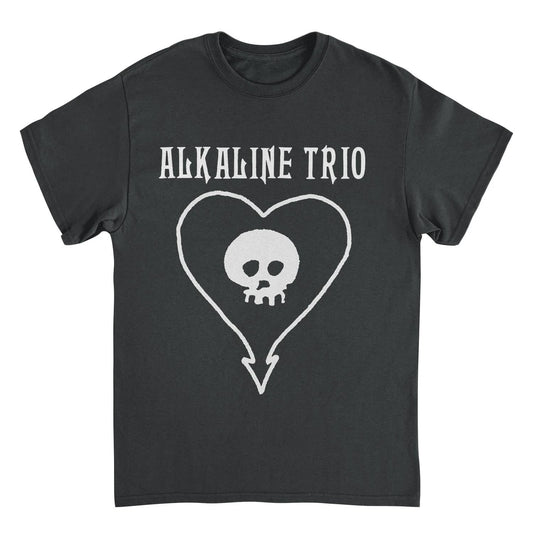 Alkaline Trio classic heartskull black t shirt with white skull heart logo punk rock band tee