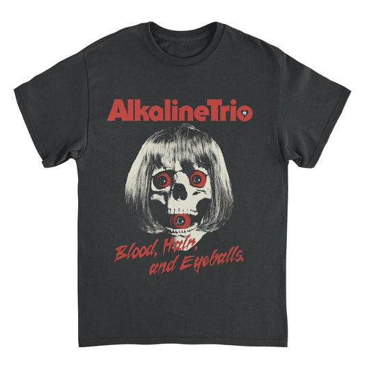 Alkaline Trio Skelly Eyes black t shirt featuring dark graphic design with punk rock band artwork