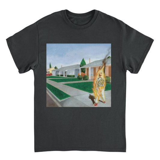Bad Religion Suffer boy on fire black t shirt featuring punk rock band album artwork graphic design