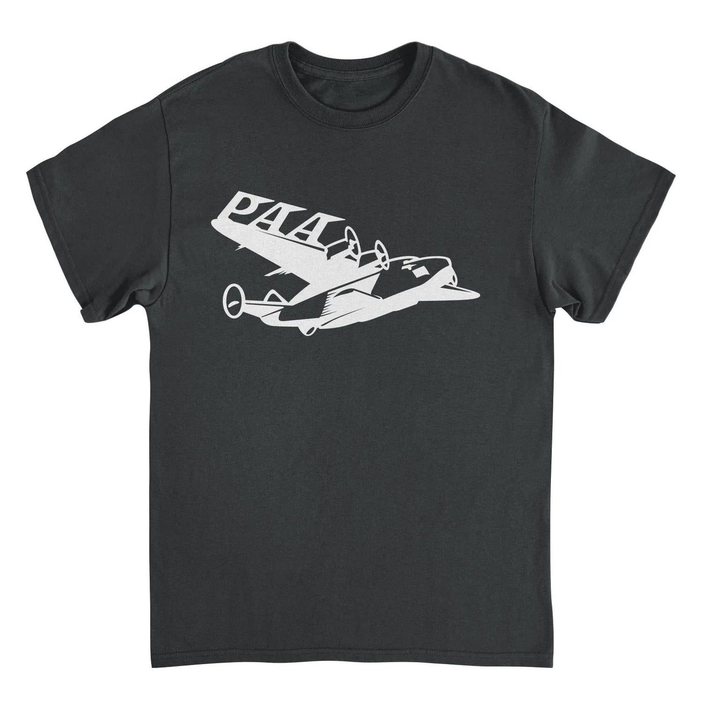 Pan Am PAA Wing White Print Black T-Shirt by HandyShopping4U2
