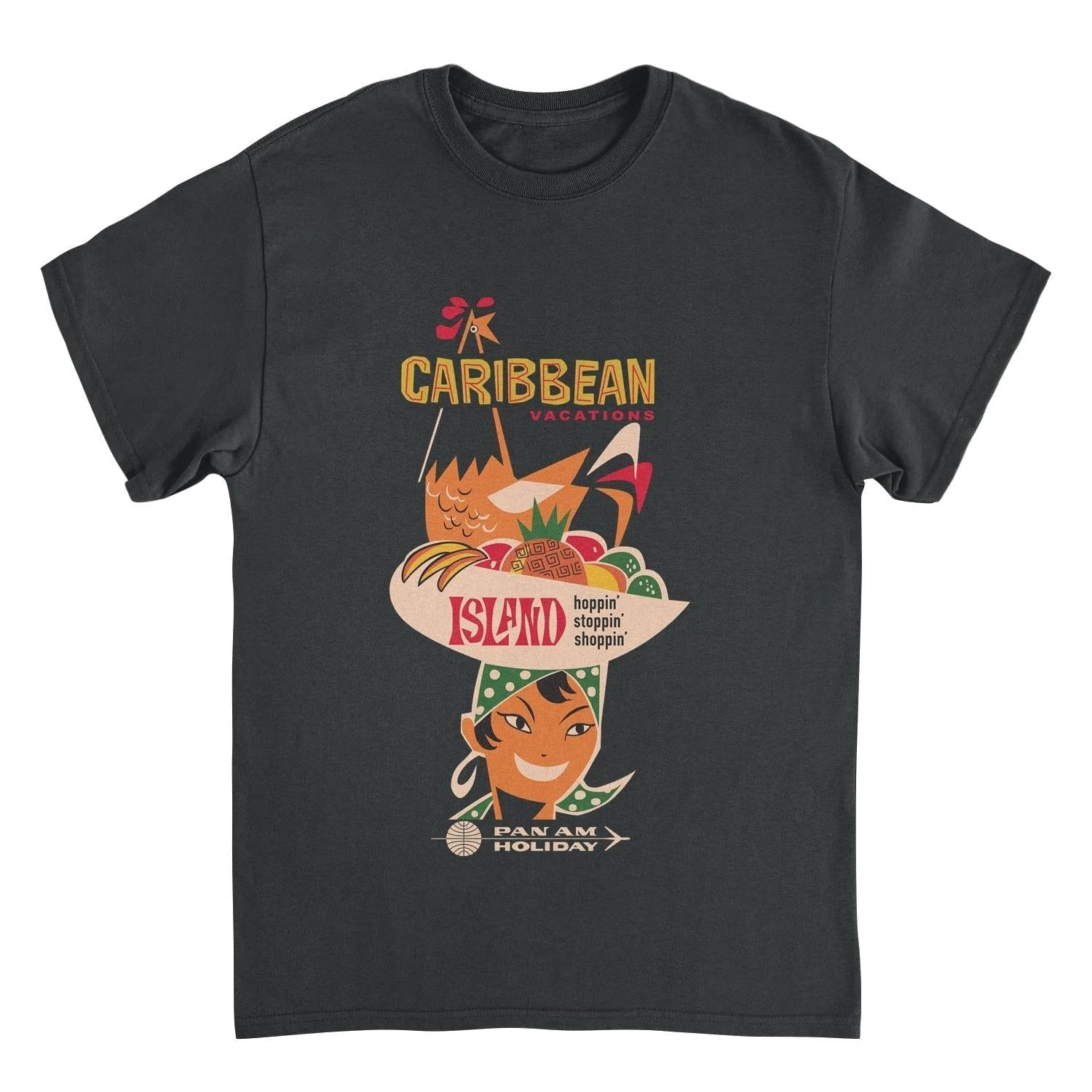 Pan Am Caribbean Vacations Black T-Shirt by HandyShopping4U2