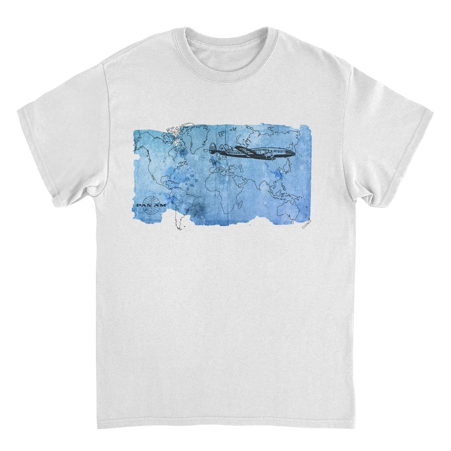 Pan Am World Map White T-Shirt by HandyShopping4U2