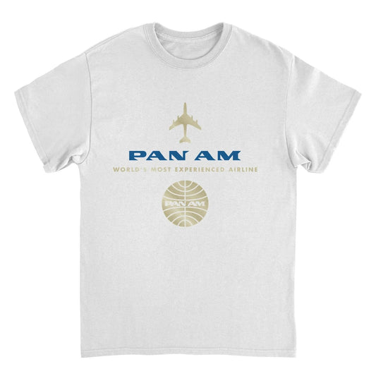 Pan Am Worlds Most Experienced Airline Gold White T-Shirt by HandyShopping4U2