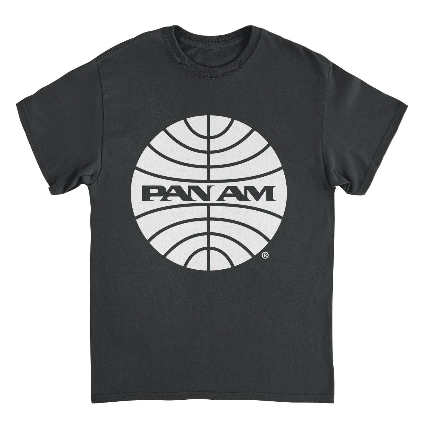 Pan Am White Outline Logo Black T-Shirt by HandyShopping4U2