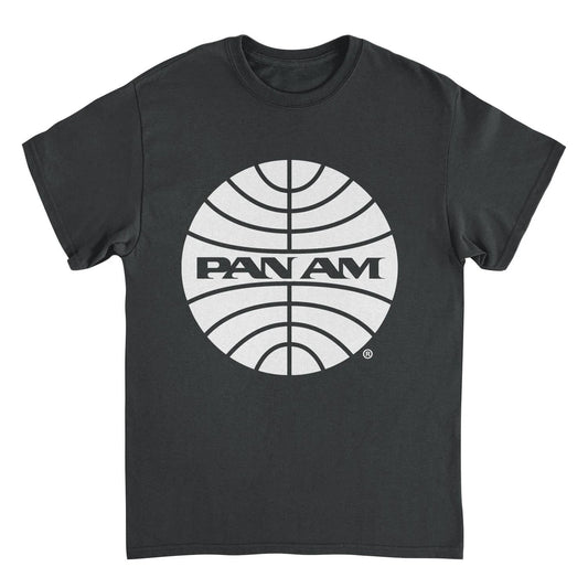 Pan Am White Outline Logo Black T-Shirt by HandyShopping4U2