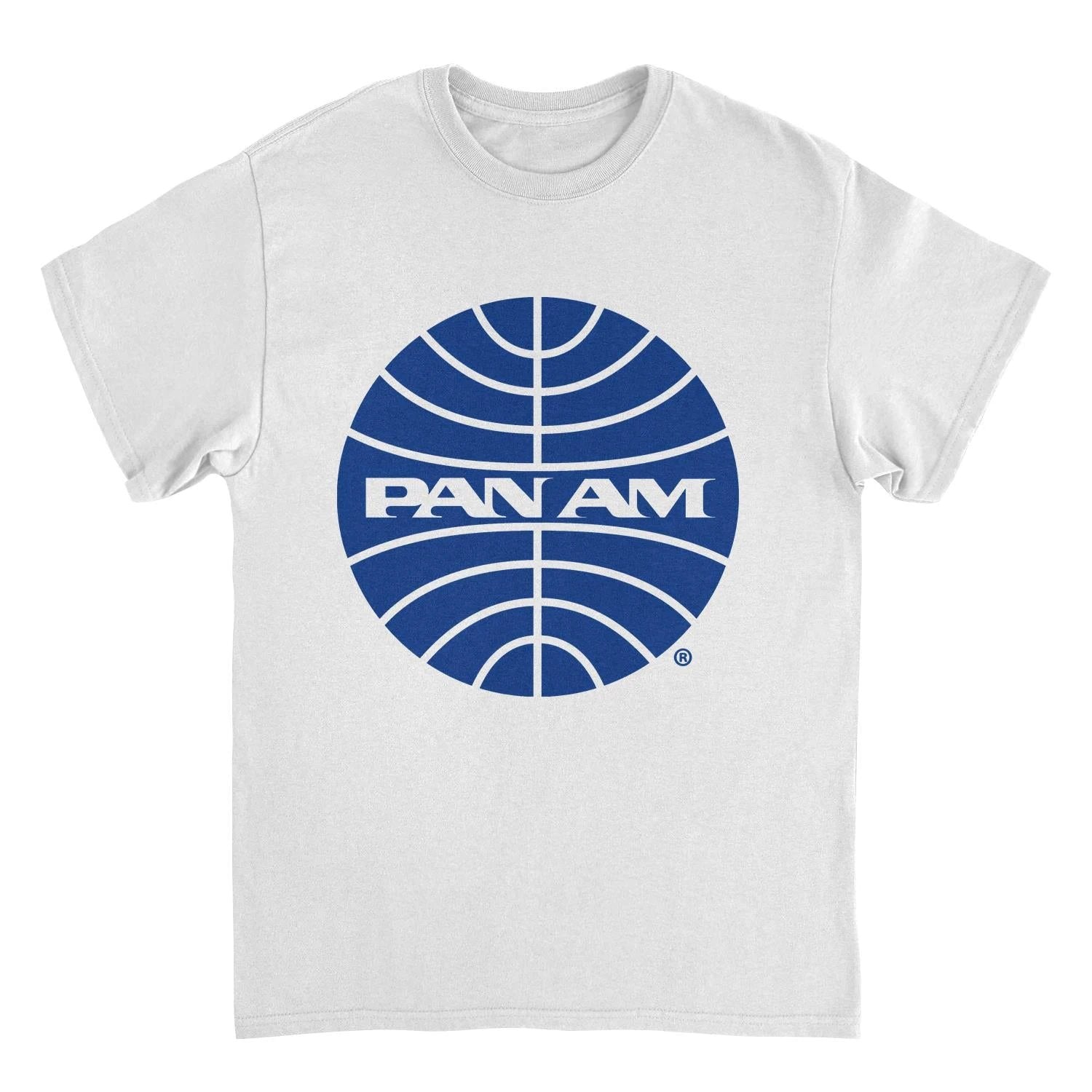 Pan Am Blue Outline Logo White T-Shirt by HandyShopping4U2