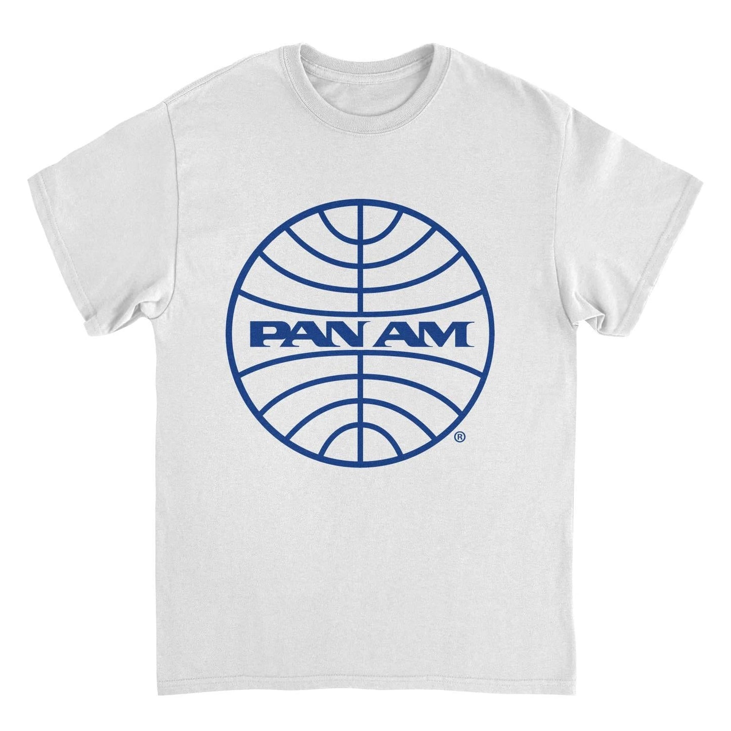 Pan Am Classic Blue Logo in White T-Shirt by HandyShopping4U2