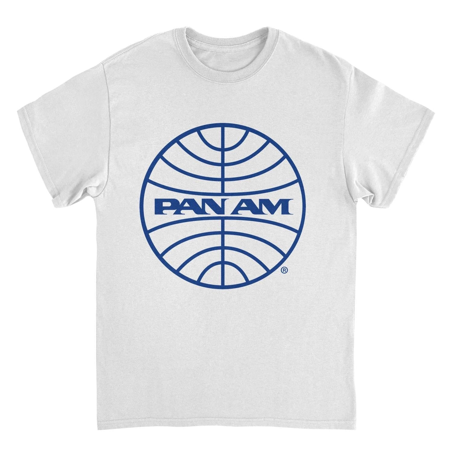 Pan Am Classic Blue Logo in White T-Shirt by HandyShopping4U2