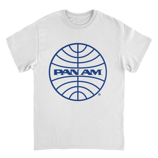 Pan Am Classic Blue Logo in White T-Shirt by HandyShopping4U2