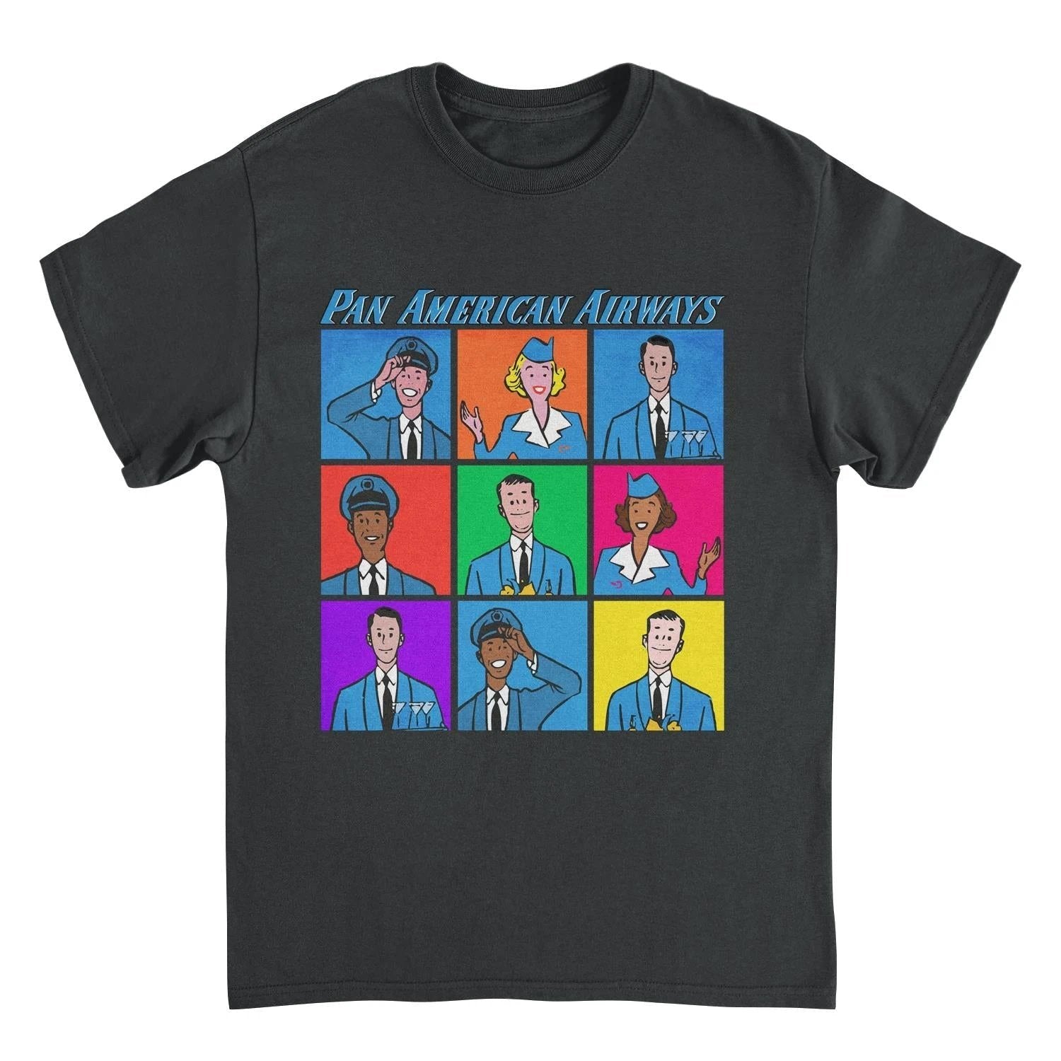 Pan Am Flight Crew Pan American Airways Black T-Shirt by HandyShopping4U2