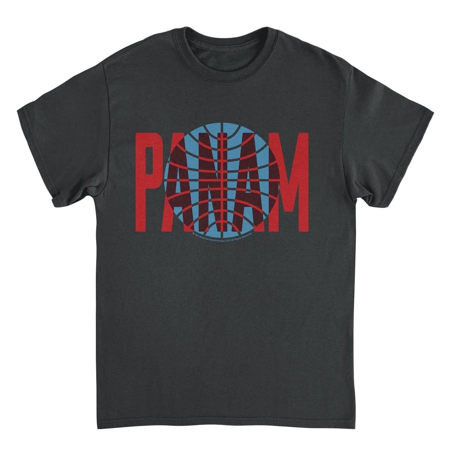 Pan Am Red Text Over Logo Black T-Shirt by HandyShopping4U2
