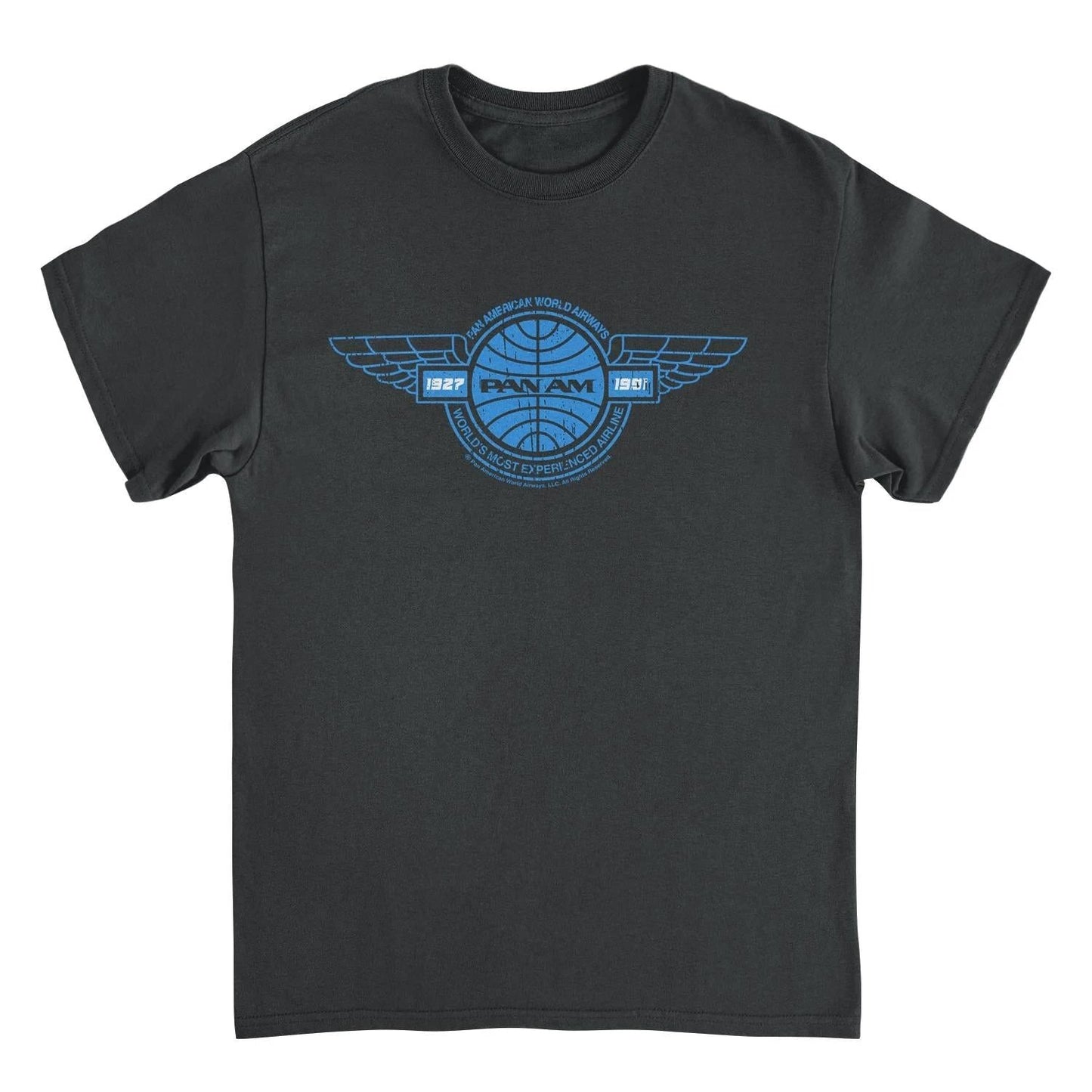 Pan Am Retro Blue Wings Logo 1927 1991 Black T-Shirt by HandyShopping4U2