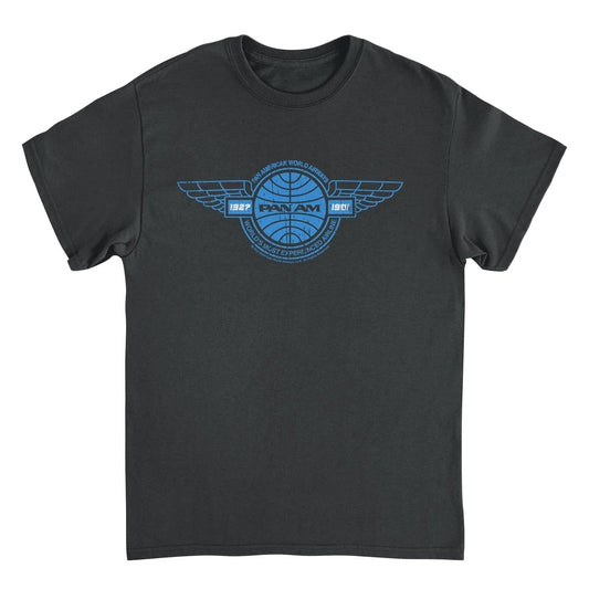 Pan Am Retro Blue Wings Logo 1927 1991 Black T-Shirt by HandyShopping4U2