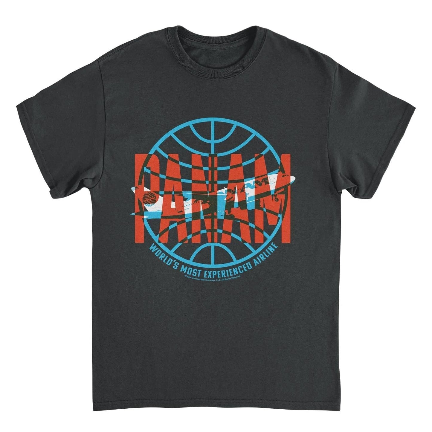Pan Am Red Text World's Most Experienced Airline Black T-Shirt by HandyShopping4U2