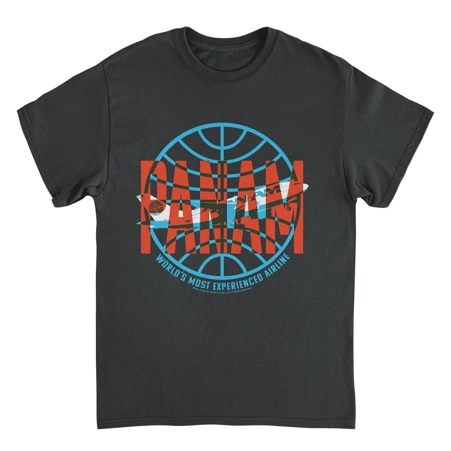Pan Am Red Text World's Most Experienced Airline Black T-Shirt by HandyShopping4U2