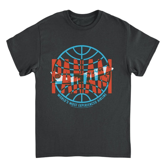 Pan Am Red Text World's Most Experienced Airline Black T-Shirt by HandyShopping4U2