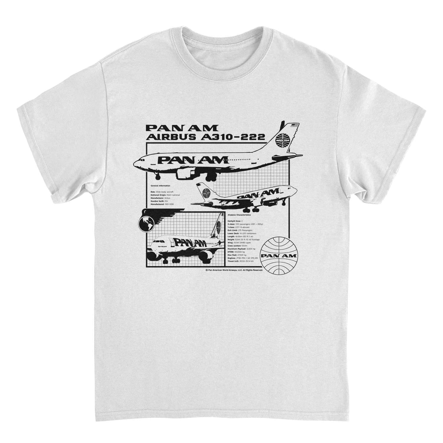 Pan Am Airplane Info and Characteristics White T-Shirt by HandyShopping4U2