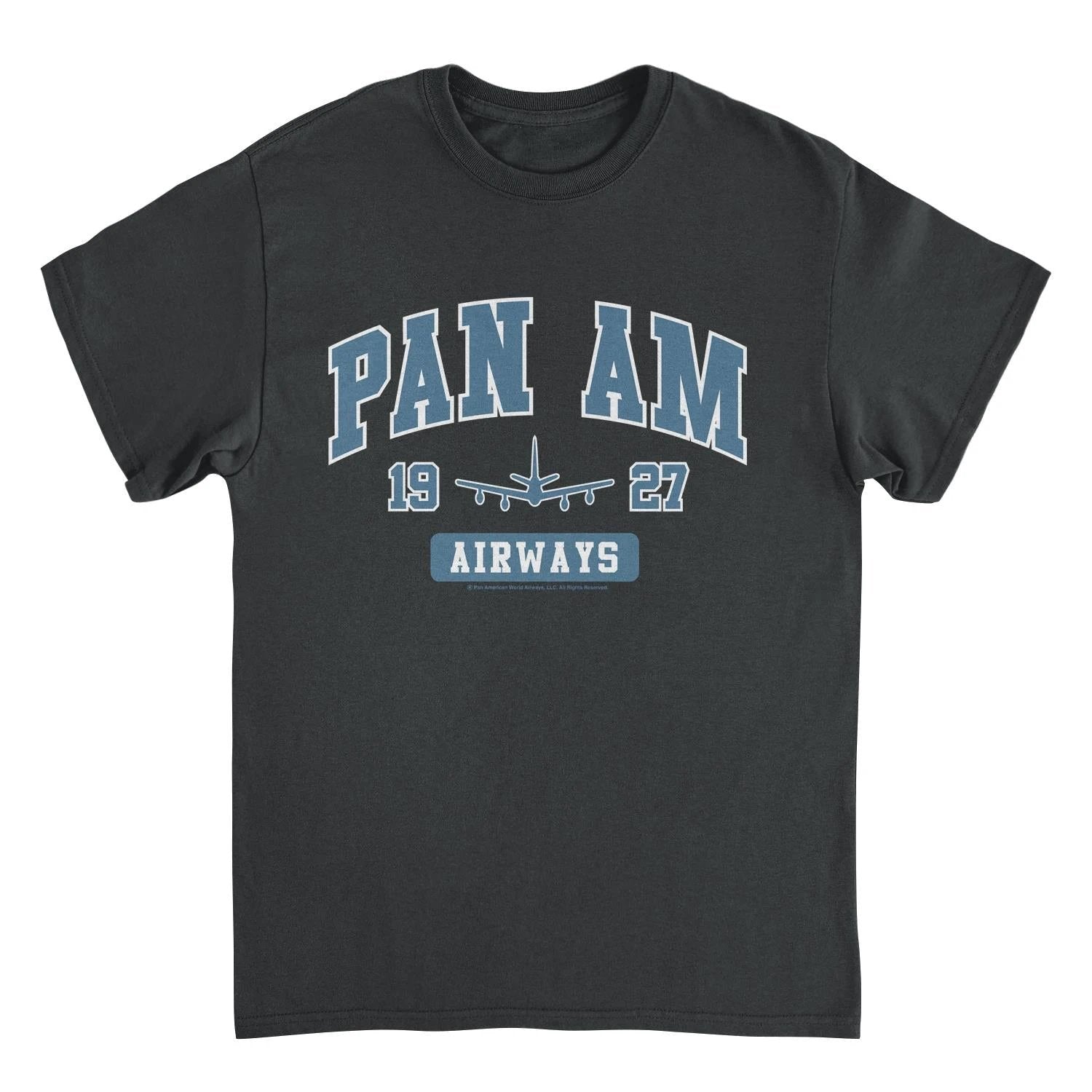 Pan Am Airways 1927 College Sports Text Black T-Shirt by HandyShopping4U2
