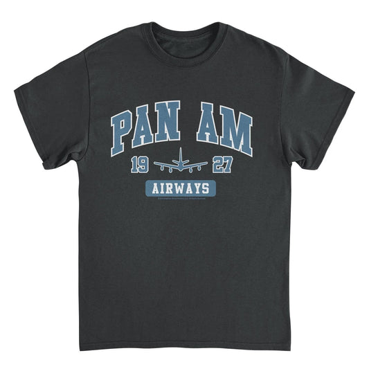 Pan Am Airways 1927 College Sports Text Black T-Shirt by HandyShopping4U2