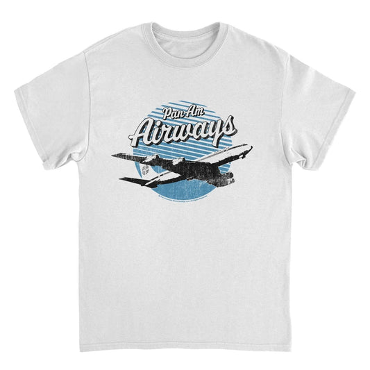 Pan Am Airways Retro Plane Take Off White T-Shirt by HandyShopping4U2