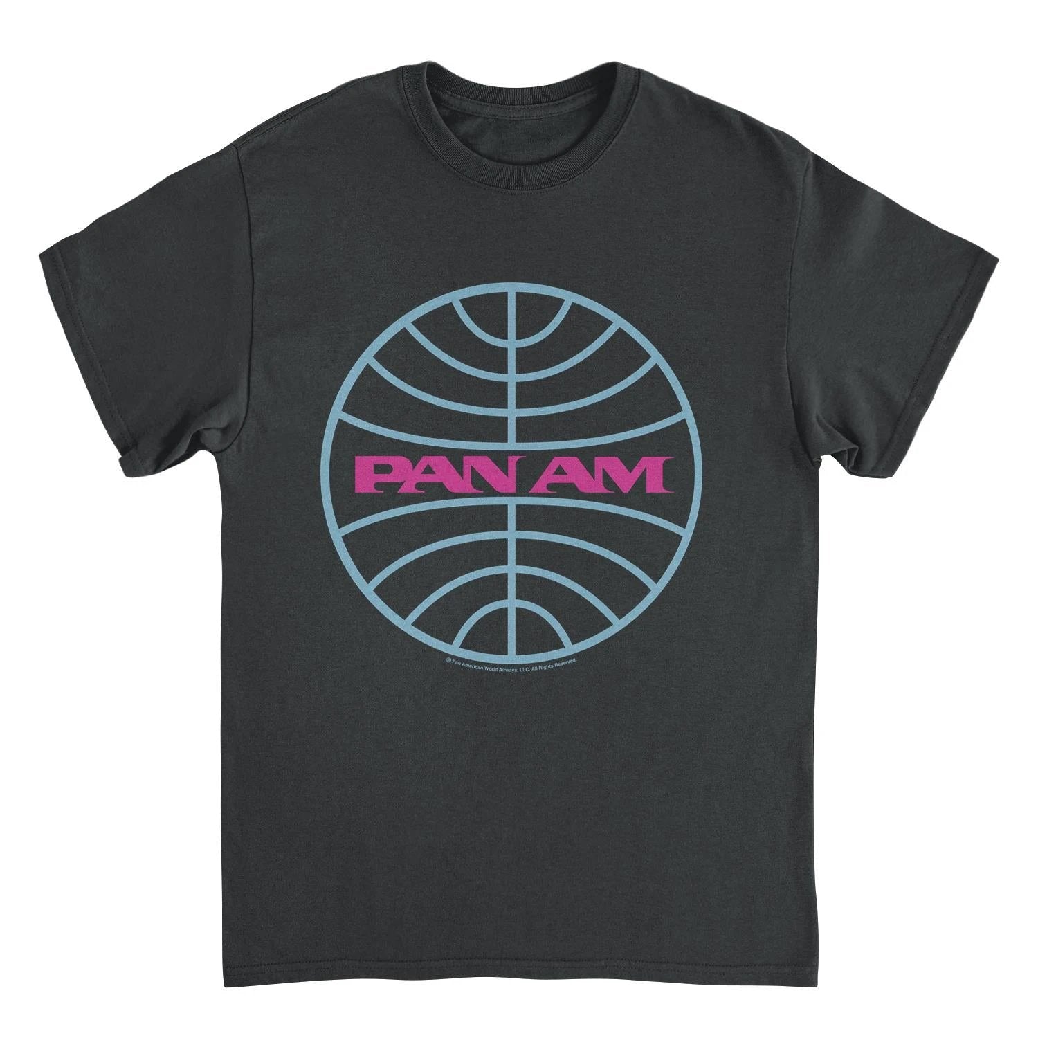Pan Am Meatball Logo Pale Blue and Lavender Black T-Shirt by HandyShopping4U2