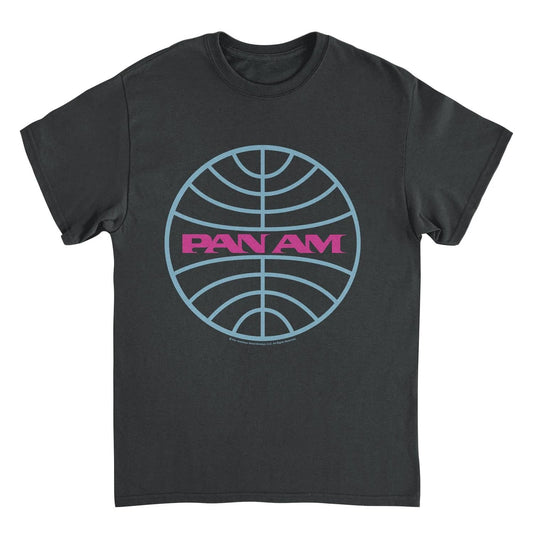 Pan Am Meatball Logo Pale Blue and Lavender Black T-Shirt by HandyShopping4U2
