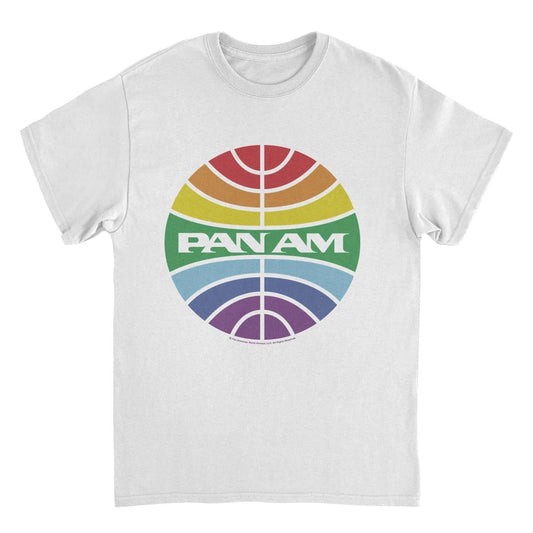Pan Am Meatball Logo Rainbow Pride White T-Shirt by HandyShopping4U2
