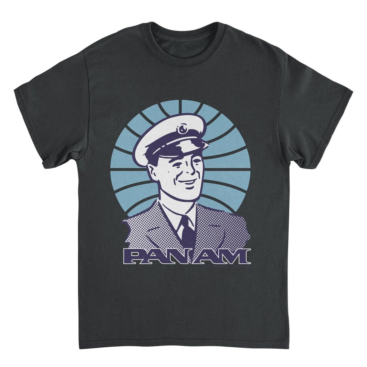 Pan Am Pilot Smile Black T-Shirt by HandyShopping4U2