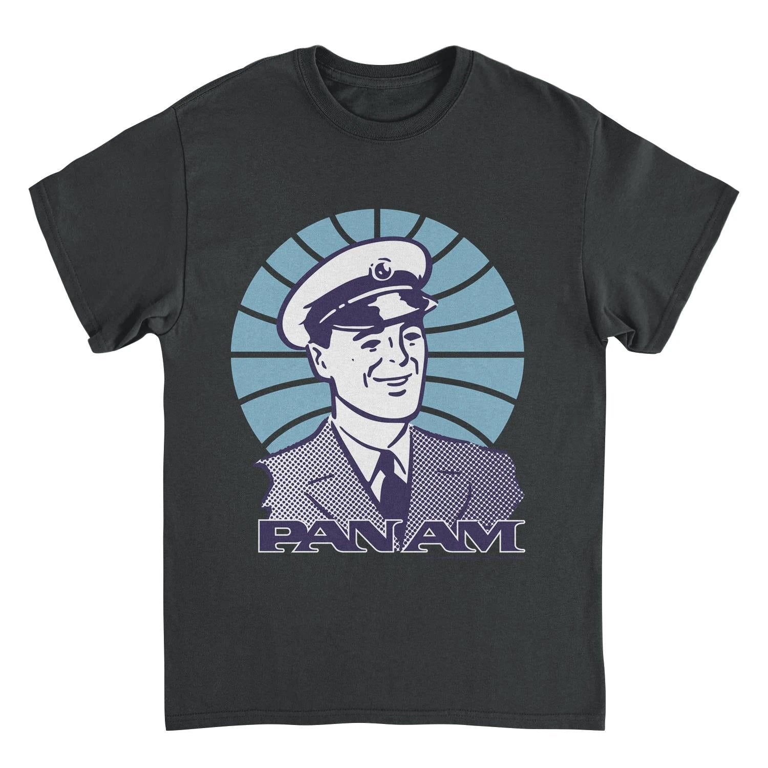 Pan Am Pilot Smile Black T-Shirt by HandyShopping4U2
